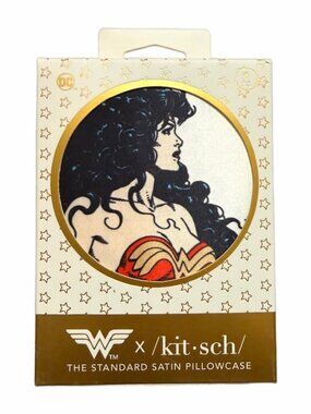 Kit•sch x Wonder Woman DC Believe in Wonder Satin Pillowcase Zipper New